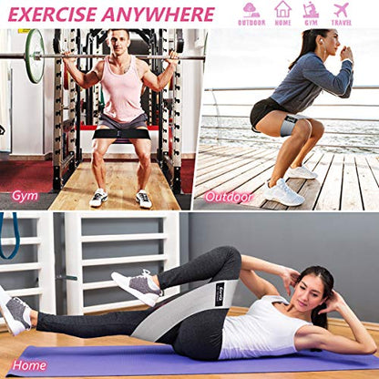 EnriQ Booty Bands Fabric Resistance Bands for Legs and Butt - Non Slip Cloth Hip Bands Elastic Workout Bands - Activate Glutes and Thighs - Made of Premium Elastic Fabric - color: Black,Dark Grey,grey