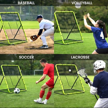 Baseball Rebounder Net 4x4.5 Ft Pitchback Trainer Bounce Back Fielding Net for Baseball and Softball Rebound Solo Practice with 3 Ball Return Angles