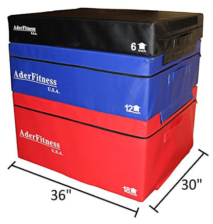 Ader Foam Soft Plyo Box 6'',12'',18''-Commercial Grade - color: 6'',12'',18'' Set