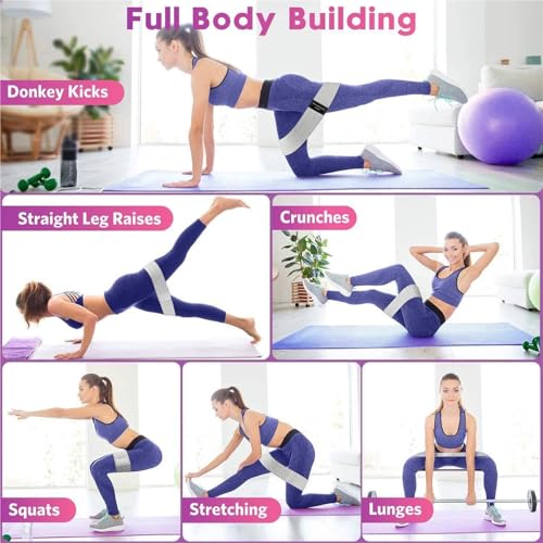 Fabric Resistance Bands, Exercise Bands&Booty Bands for Working Out with Non-Slip & Snap-Proof Design - Yoga, Pilates, Rehab & Home Fitness for Legs, Butt, Women & Men (Starter Set)