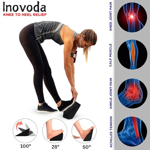 Calf Stretch Board I Slant Board For Calf Stretching & Calf Raise Block for Relief of Plantar Fasciitis, Achilles Tendonitis & Calf Tightness | Calf Stretcher with 5 Resistance Bands & Carry Bag I Ankle Balance Board & Ankle Exerciser Strengthener