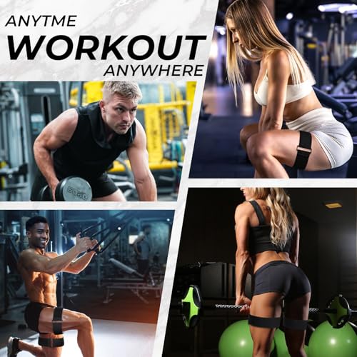 BFR Occlusion Bands for Women Glutes Blood Flow Restriction Bands Best Fabric Resistance Band Adjustable Bundle Booty Band for Exercising Legs Butt Hip Building Workouts Squat Butt Thigh Fitness - color: black