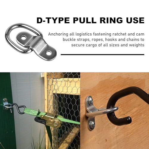 8 PCS D-Ring Tie Down Anchors Hooks, Heavy Duty Lashing Ring Surface Mount Anchor Point, D-Ring Anchor for Trailer Truck Hauling Cargo Load RV Camper, Car Accessories (Silver)