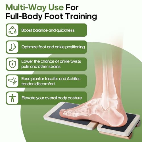 Ankle Balance Board & Sidekick Axis Board, 11.4" Portable | Ankle Strengthener & Trainer, Adjustable Foot Strengthener, Mobility, Stability & Sports Recovery, Durable Birch Wood
