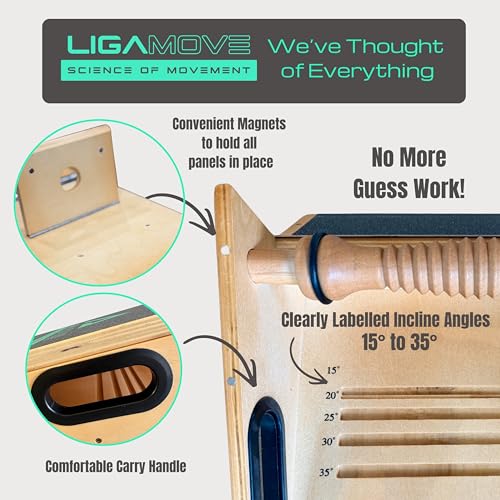 Adjustable Wooden Slant Board for Calf Ankle Achilles Stretching - Incline Board with Toe Stretch Pad and Foot Massager Roller