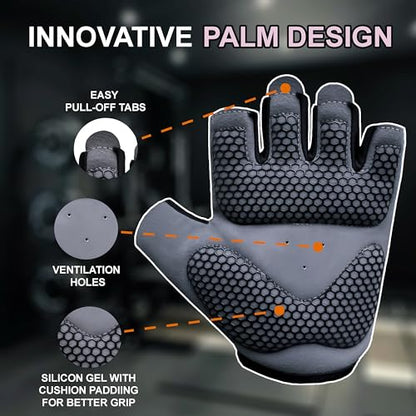 FITNESS FORCE Breathable Workout Gloves for Men and Women, Padded Weight Lifting Gloves with Full Palm Protection for Grip, Exercise, Cycling, Gym, Fitness Training