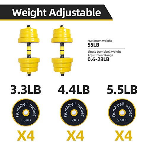 Nice C Weights, Dumbbell Set, Kettlebells, Adjustable Dumbbells, Barbell Weight Set, 20-40-50-70LB 3-in-1 set, Non-Slip, All-purpose - style: Barbell 55LB or 27 LB Dumbbell Pair