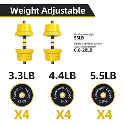 Nice C Weights, Dumbbell Set, Kettlebells, Adjustable Dumbbells, Barbell Weight Set, 20-40-50-70LB 3-in-1 set, Non-Slip, All-purpose - style: Barbell 55LB or 27 LB Dumbbell Pair