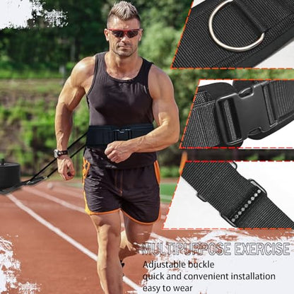Waist Resistance Belt Neoprene Padded Belt with Rings Gym Pulley Strap for Cable Machines Fitness Exercise Resistance Training