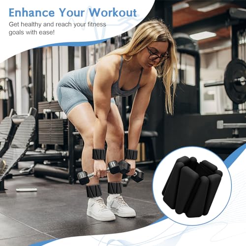 Wrist Weights Set of 2(2Lbs Each), Adjustable Silicone Workout Weights for Women and Men, Wearable Ankle/Wrist Weights Suitable for Yoga, Dance, Pilates, Pool Exercises and Jogging