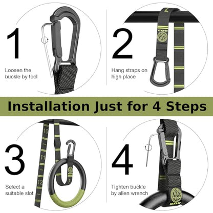 QUOLIX Gymnastic Rings with Adjustable Straps, Non-Slip Pull Up Rings with Straps, 1300lbs Exercise Rings with Straps for Home, Gymnastics Rings for Home Gym, Workout, Exercise, Training, Calisthenic
