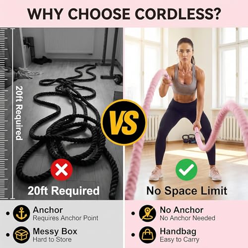 Portable Cordless Training Rope - Full-Body Workout Equipment for Home Gym, HIIT, and Travel-Pink