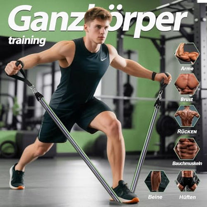 WHATAFIT Resistance Bands, Exercise Bands, Workout Bands with Handles, Door Anchor and Ankle Straps, 5 Resistance Levels Fitness Bands for Strength Training, Physical Therapy, and Home Gym Equipment