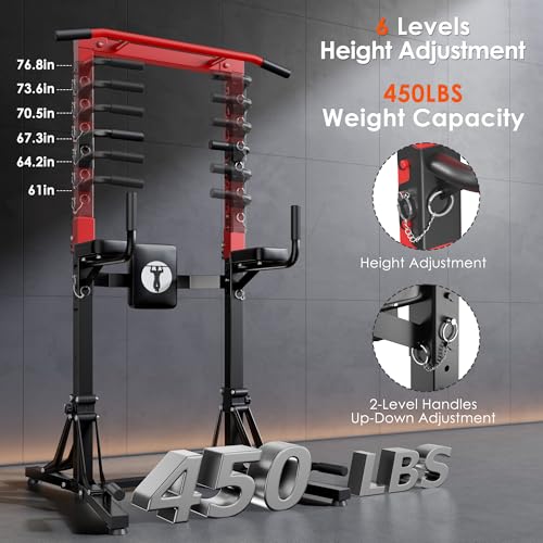 SogesPower Foldable Power Tower Pull Up Bar Station,FreeStanding Dip Bar