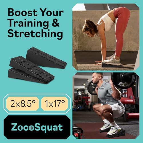 Squat Wedge Block Set of 3/5 - 960 LBS Capacity - Slant Board for Calf Stretching with 5 Stackable Angles - Calf Stretcher Slant Board - Workout Equipment - EPP Material for Exercise Equipment & Physical Therapy - color: Black&Gray