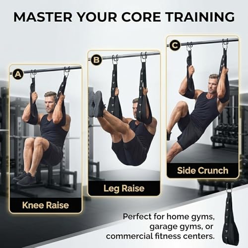 Ab Straps for Pull Up Bar with Rubber Coated Quick Hooks, Numbered Scales Adjustable Hanging Ab Slings for Leg Raises Core Workout, 300lbs Heavy Duty