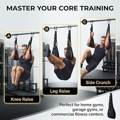 Ab Straps for Pull Up Bar with Rubber Coated Quick Hooks, Numbered Scales Adjustable Hanging Ab Slings for Leg Raises Core Workout, 300lbs Heavy Duty