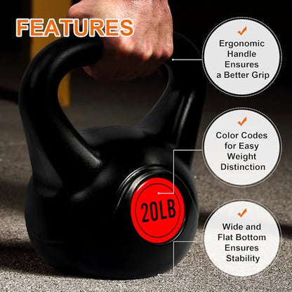 Fitvids Kettlebell Sets Piece Strength Training KettleBells Weight Set - style: 50LB Set of 4: 5/10/15/20LB