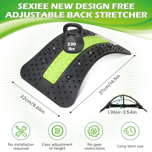 Back Stretcher, Pneumatic Inflatable Lumbar Support Board with Hand Pump & Release Valve, Stepless Height Adjustment, Decompression-Style Stretching, Cracking Device Alternative (Green)