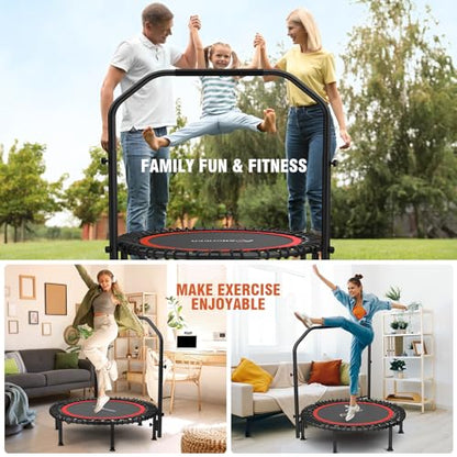 ANCHEER Fitness Trampoline,40"/48" Bungee Rebounder with Adjustable Handle - color: Red