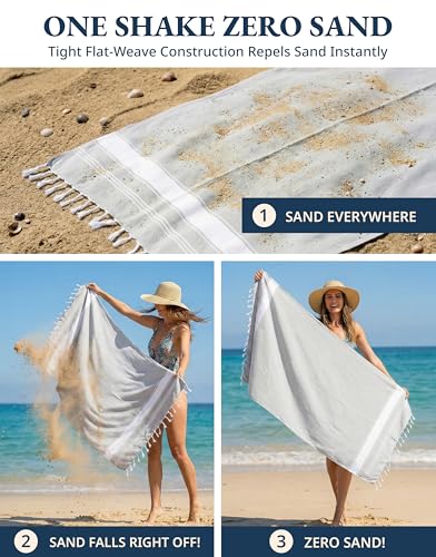 LANE LINEN Extra Large Beach Towels 2 Pack, Oversized 39"x71", Soft - Grey - color: 08: Grey, size: Pack of 2