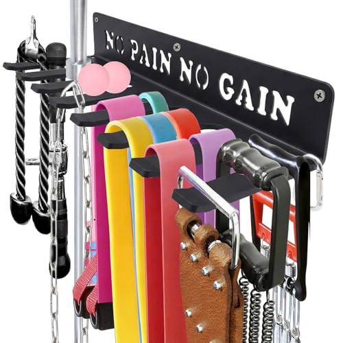 Home Gym Accessories Organization Storage Rack Equipment For Home 8 Hook Wall Hanger Display Gear Barbells Resistance Bands Jump Ropes Lifting Belt Hanger Accessories Hardware Included