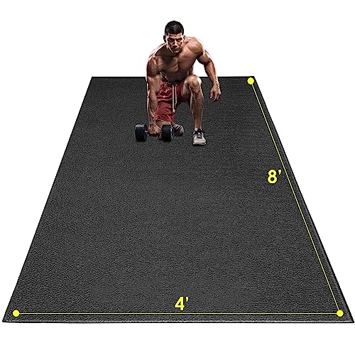 Large Exercise Mat, 8' x 6'/8' x 4'/6' x 4' Extra Durable Workout Mats for Home Gym Flooring, High-Density Gym Mats Cardio Mat for Jump Rope, MMA, Stretch, HIIT, Shoe-Friendly, Non-Slip, Non-Toxic