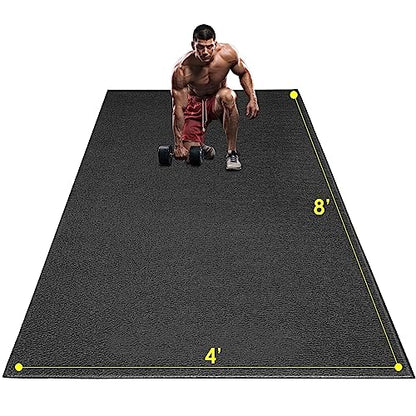 Large Exercise Mat, 8' x 6'/8' x 4'/6' x 4' Extra Durable Workout Mats for Home Gym Flooring, High-Density Gym Mats Cardio Mat for Jump Rope, MMA, Stretch, HIIT, Shoe-Friendly, Non-Slip, Non-Toxic