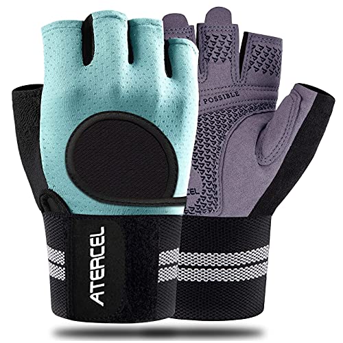 ATERCEL Weight Lifting Gloves Breathable Workout Gloves with Wrist Support for Gym, Exercise, Pull ups, Super Lightweight for Mens and Women, Full Palm Protection