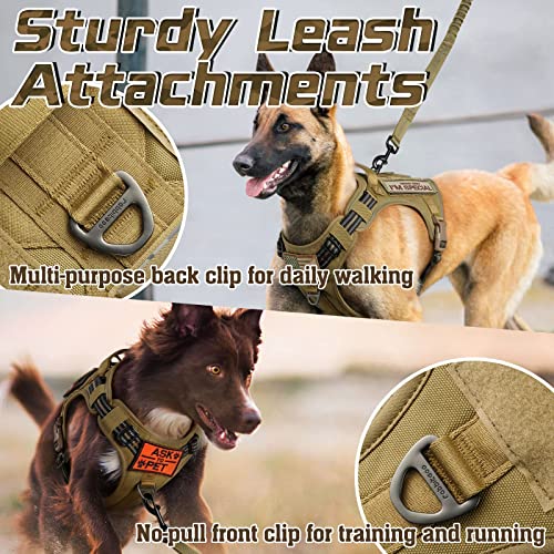 rabbitgoo Tactical Dog Harness for Large, No Pull Military Service Vest - color: Brown, size: Large