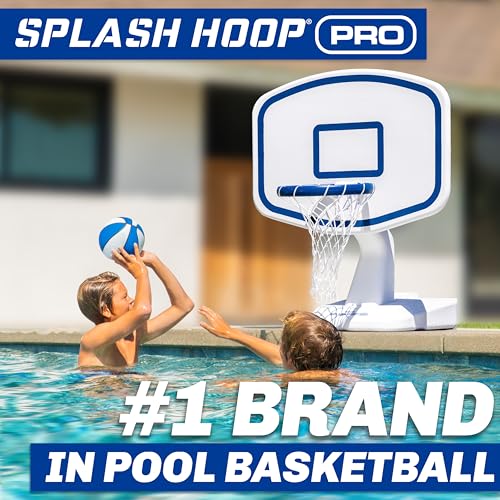 GoSports Splash Hoop PRO Pool Basketball Game – Modern Poolside Basketball Hoop with Backboard, Ball & Pump – Swimming Pool Basketball Hoop for Inground & Above Ground Pools - color: White