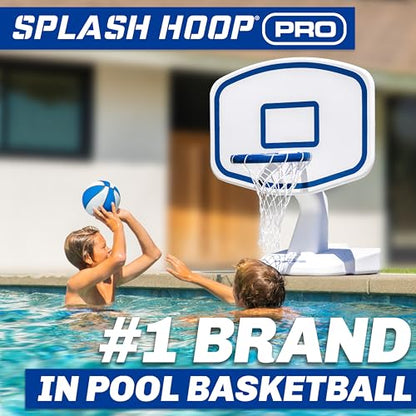 GoSports Splash Hoop PRO Pool Basketball Game – Modern Poolside Basketball Hoop with Backboard, Ball & Pump – Swimming Pool Basketball Hoop for Inground & Above Ground Pools - color: White