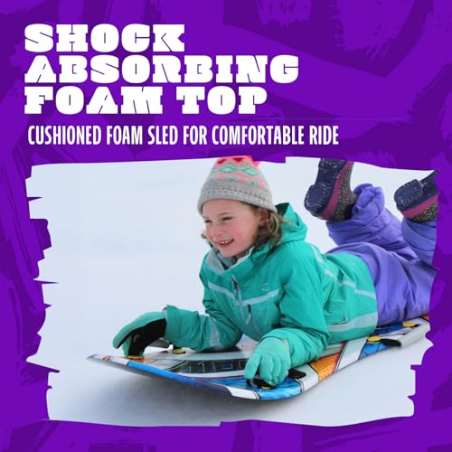 Flexible Flyer Snow Premium Foam Sled for Kids and Adults - Snow Sled, 1 or 2 Person Winter Toboggan Slider with Handles, Extremely Lightweight, for Ages 5 & Up - color: Multi