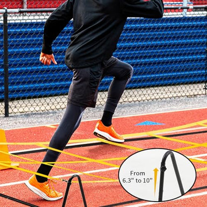 17 x 5 ft Running Ropes/Agility Ladder Soccer Footwork Training Net Adjustable Height Speed Ladder Basketball Football Soccer Training Equipment Fitness Workout Equipment for Youth Adults
