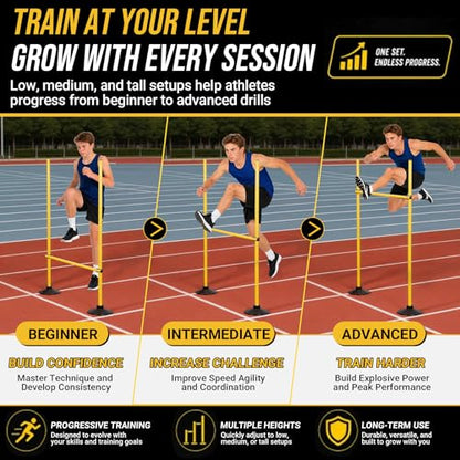 2-in-1 Adjustable Agility Hurdles, 3 Set/6 Set Hurdles Training Equipment with Heavy-Duty Rubber Bases & Portable Storage Bag, Perfect for Track, Soccer, Plyometric, Fitness & Dog Agility
