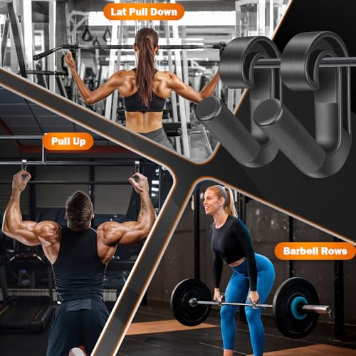 Neutral Grip Pull Up Handles, Ergonomic Non-Slip Hooks for Barbell Row Deadlift Resistant Bands Cable Machine, Lightweight Pull Up Bar Accessories, Portable Grips for Home Gym Workout, Nylon