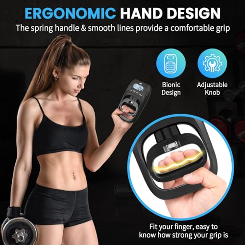 396lbs/180kg Grip Strength Tester, Hand Grip Dynamometer, Digital Grip Strength Tester with LCD Display, Adjustable Hand Grip Training Gauge, Hand Grip Testing for Sports Home School Use - color: Black