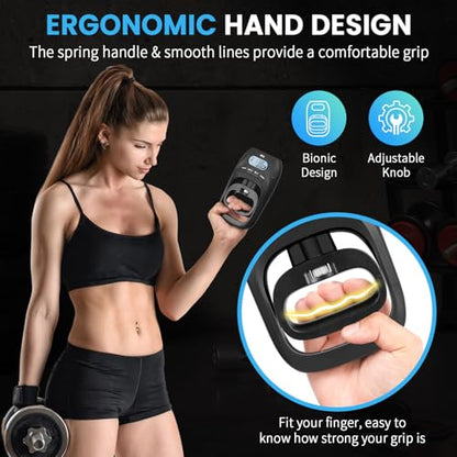 396lbs/180kg Grip Strength Tester, Hand Grip Dynamometer, Digital Grip Strength Tester with LCD Display, Adjustable Hand Grip Training Gauge, Hand Grip Testing for Sports Home School Use - color: Black