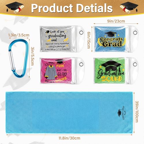 4 Pack Graduation Gifts Cooling Towels (40"x12"), Soft Breathable Chilly Towel, Ice Towel, Microfiber Towels for Yoga, Sport, Running, Workout, Gym & More Activities Team Gift
