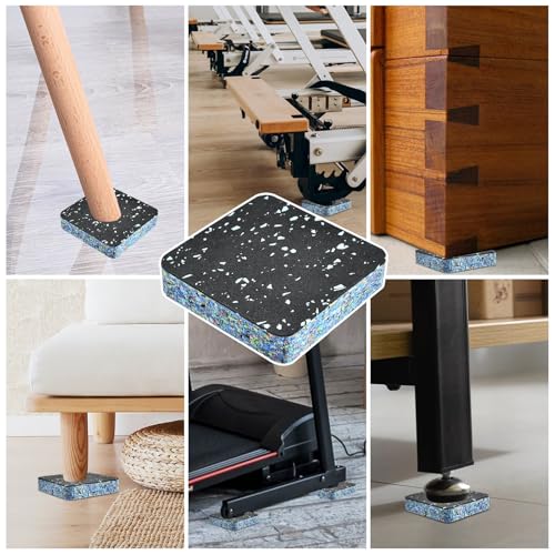 6 Pcs Anti-Vibration Rubber Mat, 4" X 4" X 0.8" Shock Absorbing Treadmill Pads, High Density Mats for Protect Floors, Washer, Dryer, Air Compressor