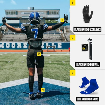 Nxtrnd Streamer Football Towel, Thin Sports Towel, Dries Hands & Football Accessories (Black) - color: Black