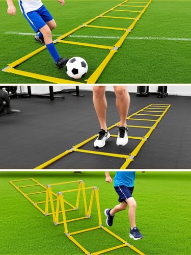 Tangle-Free Agility Ladder for Kids/Athletic – Multi-Use Speed Training Ladder for Footwork Drills/Football/Soccer/Boxing - Agility Equipment for Workout/Exercise/Fitness – 10 Rung