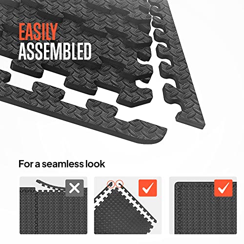 Thick Puzzle Exercise Mat Foam Interlocking Tiles Protect Floors from Gym Equipment Exercise, Durable Non-Skid Texture, Kid Baby Family Safe Easy to Assemble - color: Black & Blue, size: 24.2"L x 0.5"W x 24.2"Th