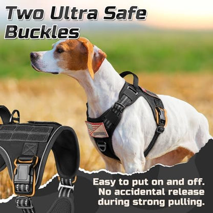 rabbitgoo Tactical Dog Harness for Medium, No Pull Military Service Vest - color: Black, size: Medium