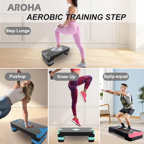 Heavy Duty Aerobic Step Platform, Non Slip Adjustable Height Exercise Step Trainer, Durable Home Gym Cardio Workout Equipment for Men Women Beginner to Professional - color: Gray