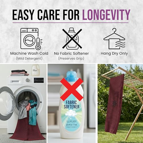 Hot Yoga Mat Towel – Non-Slip Grip for Hot Yoga, Sweat Absorbent, Honeycomb Silicone Grip, Stays Flat – Ideal for Pilates, Travel, Washable & Lightweight - Burgundy