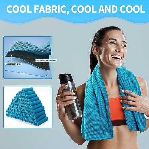 Honoson Cooling Towel Bulk - Neck & Face Cool Chilly Towels Microfiber Breathable Sport Sweat Rag for Gym, Yoga, Travel, Camping, Running, Outdoor