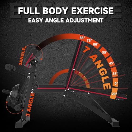 Adjustable Weight Bench, 880Lbs Bench Press for Full Body Workout, Workout Bench for Home Gym with Barbell Rack, Strength Training Stable Incline Decline Bench with Leg Developer