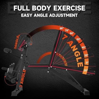 Adjustable Weight Bench, 880Lbs Bench Press for Full Body Workout, Workout Bench for Home Gym with Barbell Rack, Strength Training Stable Incline Decline Bench with Leg Developer