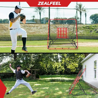 Baseball Rebounder Net, 3/5 Adjustable Angles 4x4.5FT Pitch Back Baseball Softball Volleyball Rebounder with 2 Strike Zones, UV Resistant, Pitchback Trainer for Ground, Line Drive & Fly Balls - style: 3 Angles Adjustable